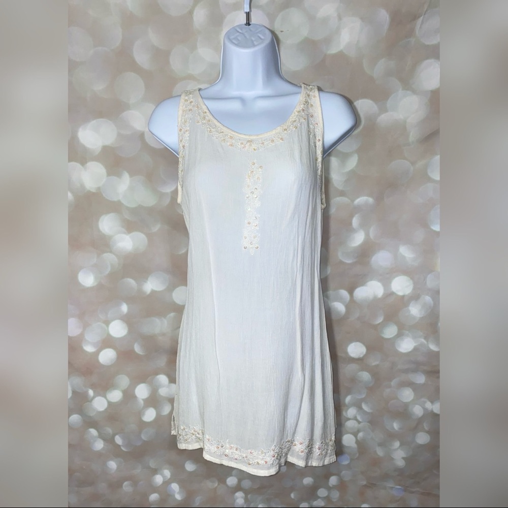 See through off white tank top